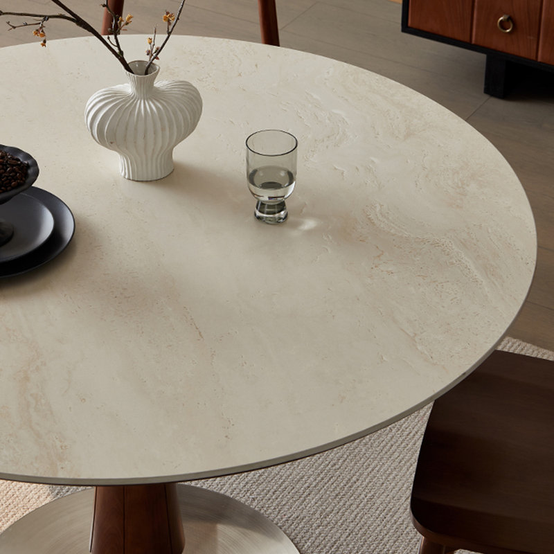 Table ronde simple et naturelle, H 29,52 po x L 39,37 po x l 39,37 po