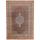 Hand Knotted Wool Area Rug in Red And Blue