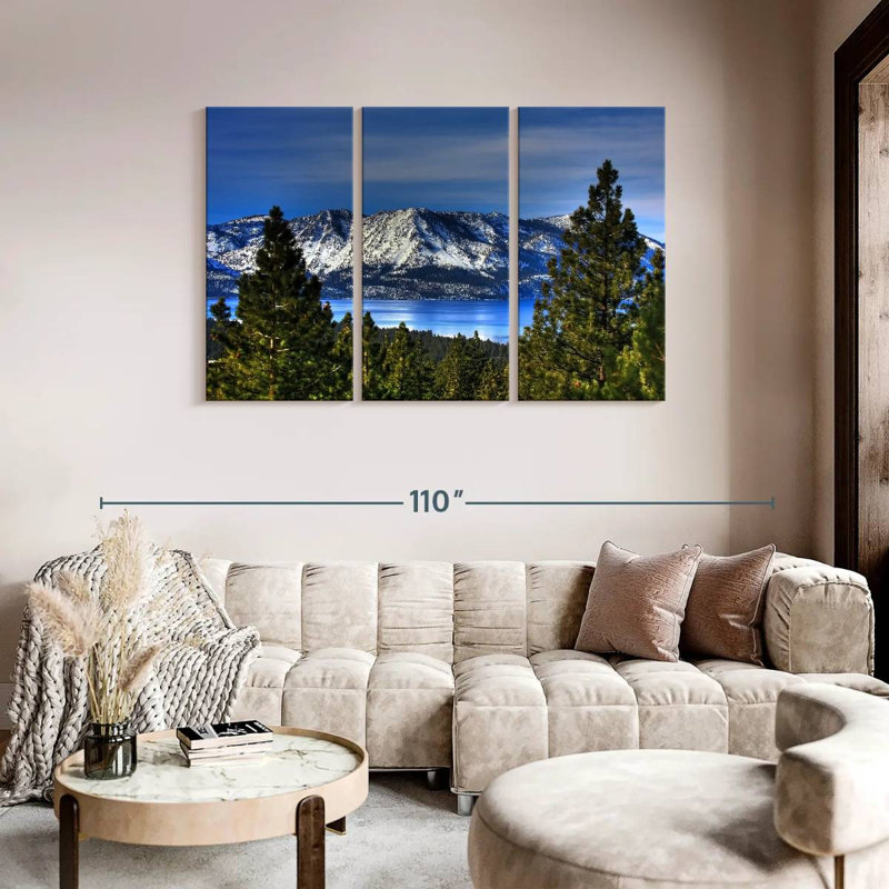 Ensemble de 3 pièces sur toile Lake Tahoe Sierra, H 48 po x l 74 po x P 1,25 po