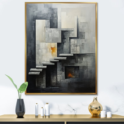 Abstract Silver Staircase I - Abstract Shapes Wall Decor
