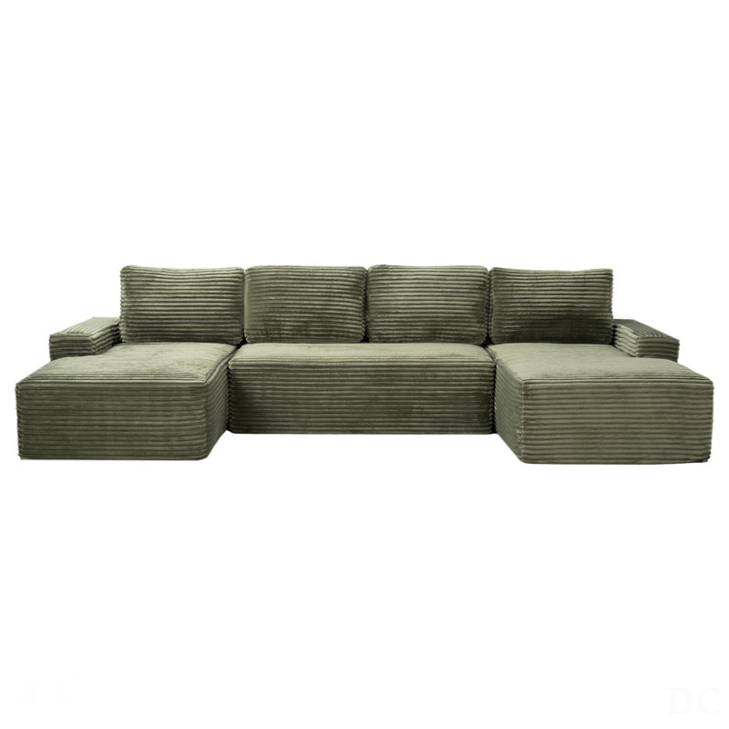 Ensemble de canapé modulaire compressible en forme de U, canapé modulaire de style minimaliste, canapé en tissu velours côtelé pour le salon