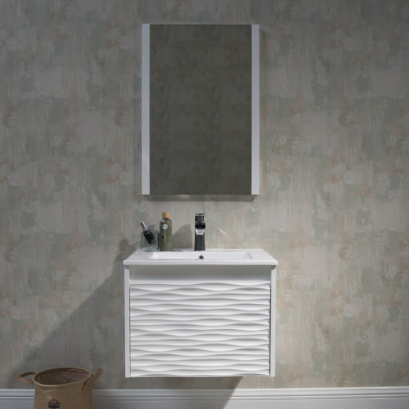 24" Wall Mounted & Floating Single Vanity with Ceramic Sink, White
