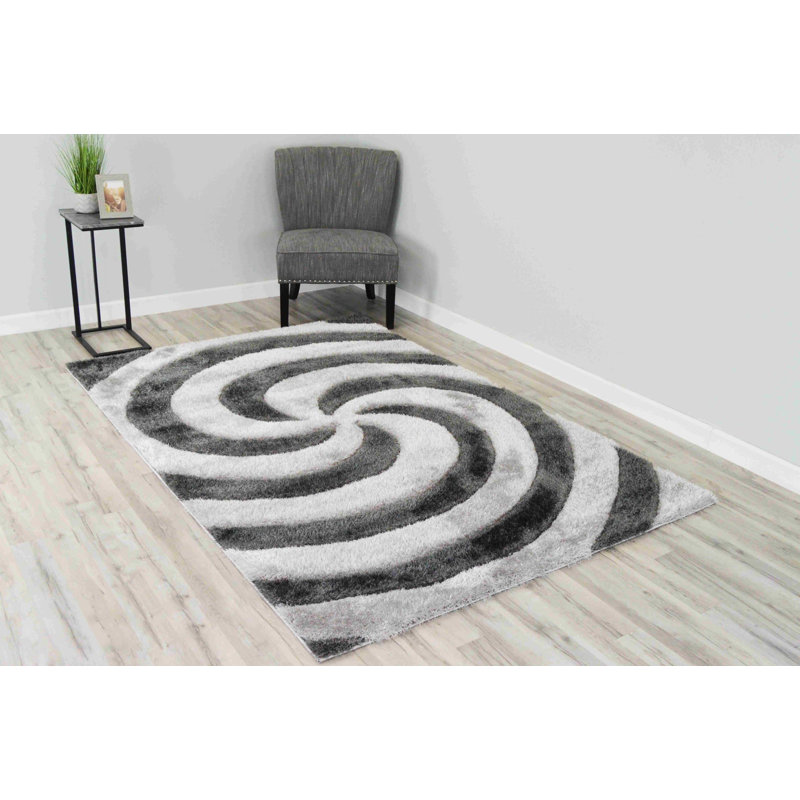 Modern Arriola Shag Abstract Geometric Rug For Living Room Bedroom, Rectangle 2'7" x 3'11"