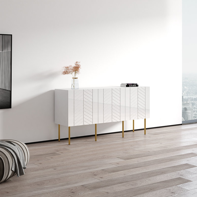 Surabaya 63" Sideboard with High Gloss Finish, White