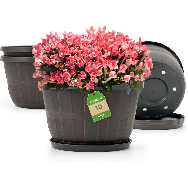 Pots à fleurs en plastique 10 po pour plantes d'intérieur, paquet de 4 ...