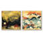 Portail jaune à motif torii jaune - paysages abstraits carrés, ensemble de 2 collages-101862347-101862349
