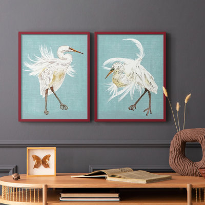 HeronPlumage III - reproduction encadrée de qualité supérieure - prête à être accrochée - aucun clou requis - aucun clou requis