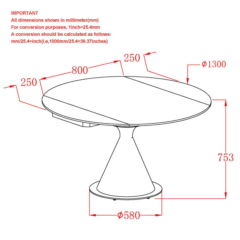 Isaack Extendable Round Stone Top Metal Base Dining Table, Black
