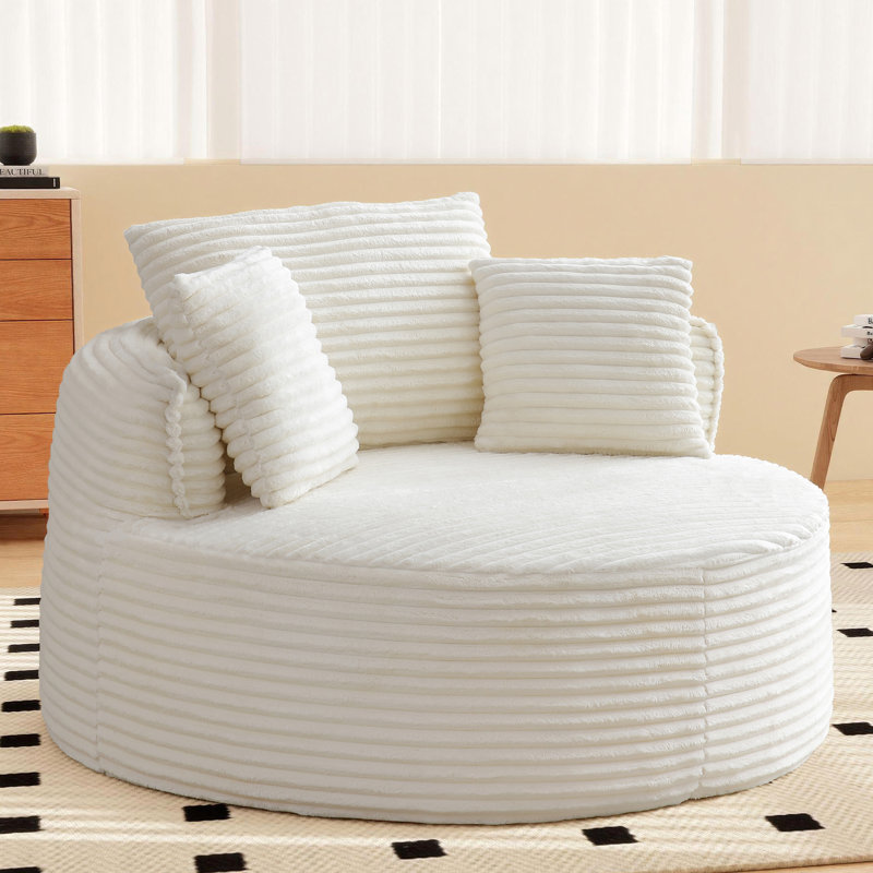 Fauteuil d'appoint 53 po surdimensionné rond sans os, Beige