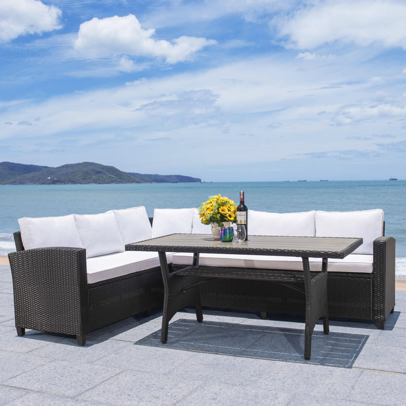 Izmir 6 - Person Patio Conversation Set with Cushions, Black