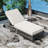 Outdoor Rattan Chaise Lounge Chair with 5-Position Backrest, Cushion and Wheels,-1778822657