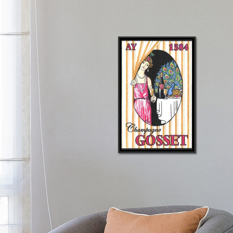 « rideaux wall », affiche rétro sur toile, H 26 po x l 18 po x P 1,5 po, Toile avec cadre noir, Pas de tapis