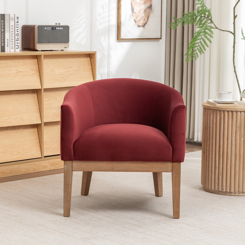 Fauteuil avec pieds en bois massif, Red