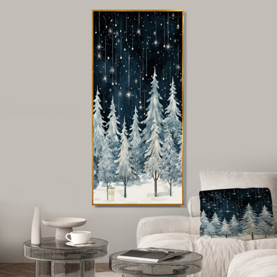 «Winter Pine Tree Starry Night Sky I», reproduction sur toile encadrée