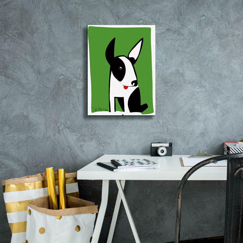 «Dog on Green» par Irena Orlov, art mural sur toile, H 16 po x l 12 po x P 0,75 po