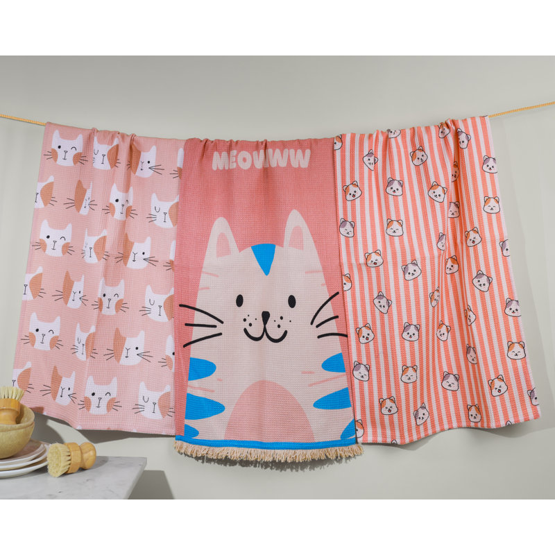 Feline Chic Cotton Kitchen Towel Set