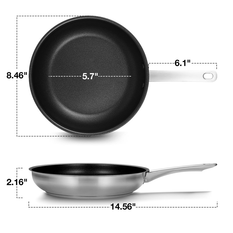 Poêle à frire antiadhésive CS KOCHSYTEME, Noir / argenté, 8"