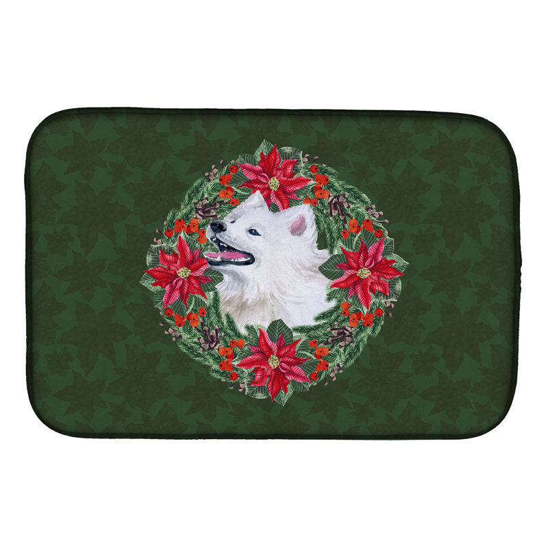 Tapis de séchage en couronne de poinsettia samoyède