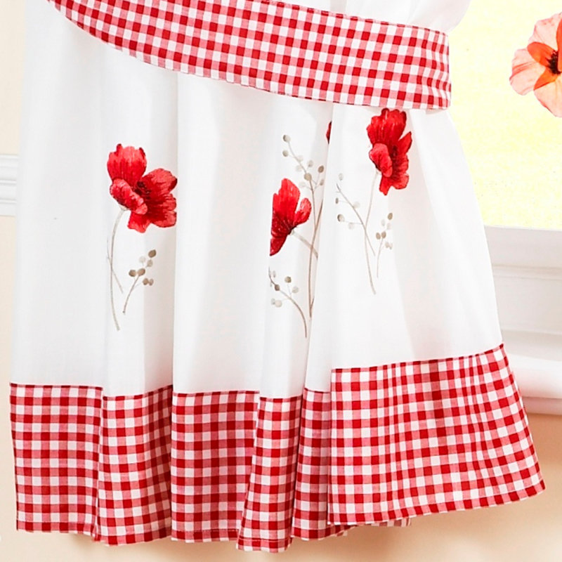 Anakie Poppy 5 Piece Kitchen Curtain and Pelmet Set, 117cm W x 137cm L