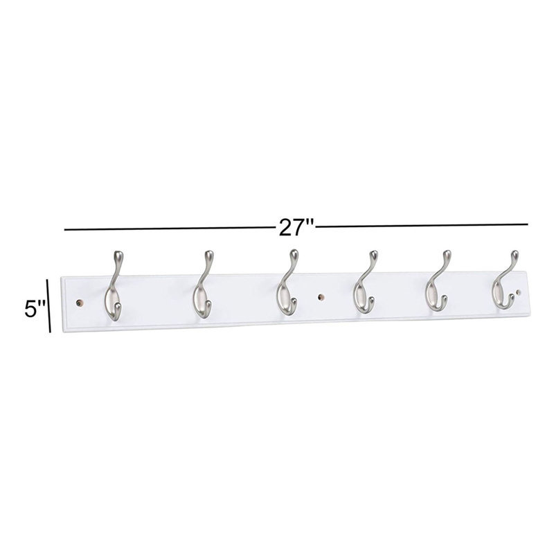 Metal Wall 6 - Hook Wall Mounted Coat Rack, Black