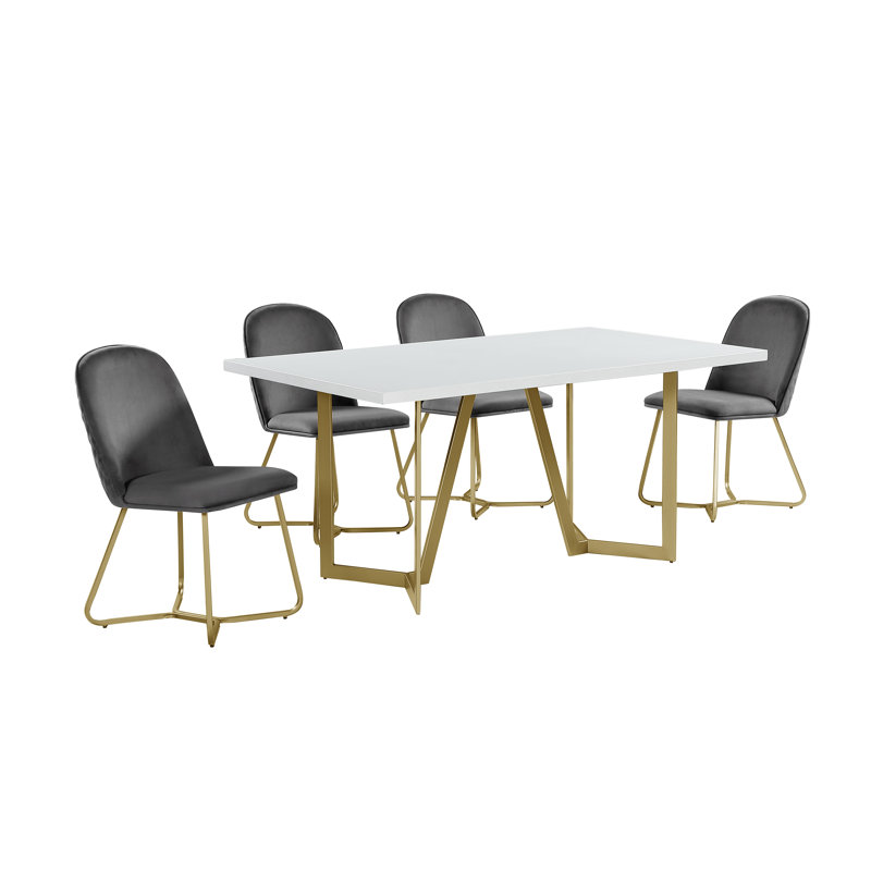 Ensemble repas pour 4 personnes Jakus, Noir, Gris foncé