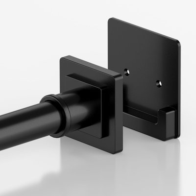 Black Adjustable Tension Shower Curtain Rod, 31-92", Stainless Steel