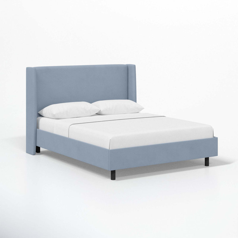 Tilly Upholstered Low Profile Platform Bed, Queen, Classic Ocean Velvet