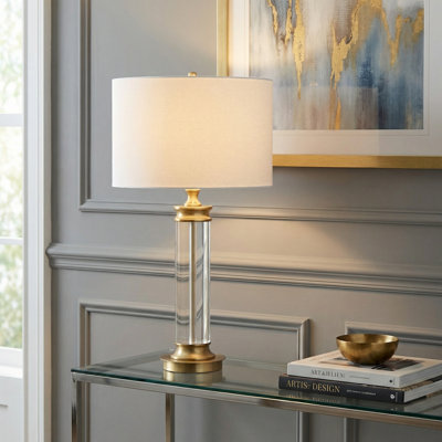 31" Metal Table Lamp With White Shade