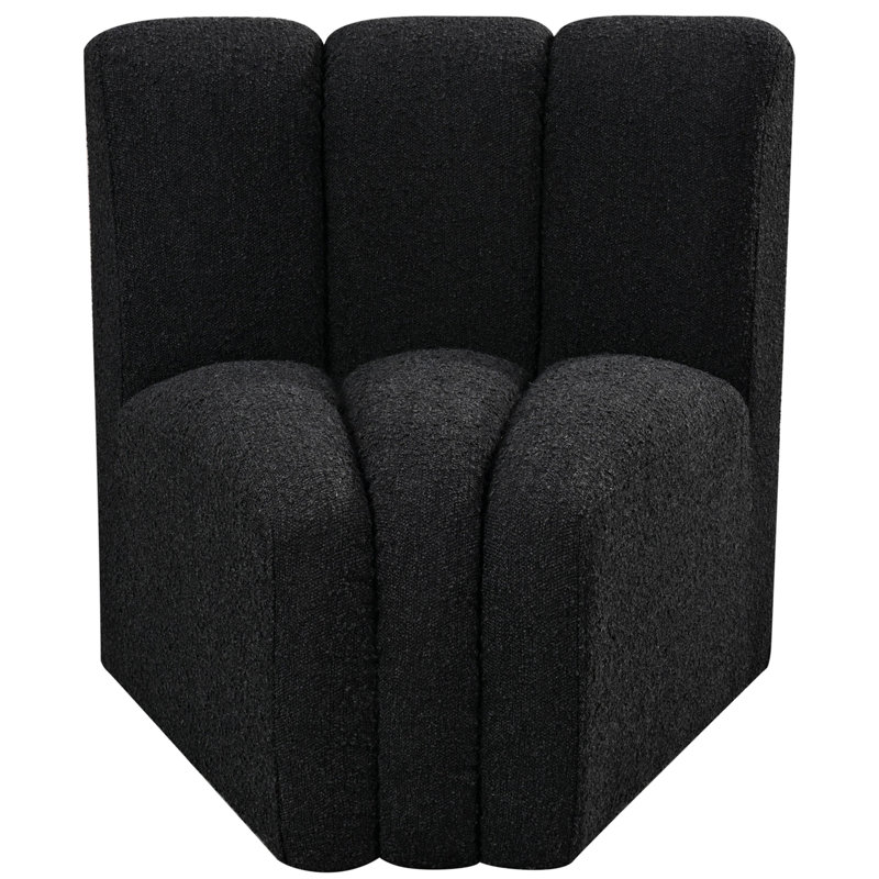 Iyahna Upholstered Side Chair, Black Boucle Fabric