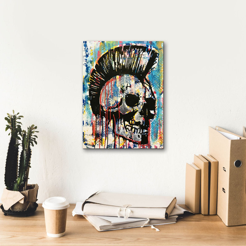 «Punk Skull» par Dean Russo Studios, art mural sur toile, H 16 po x l 12 po