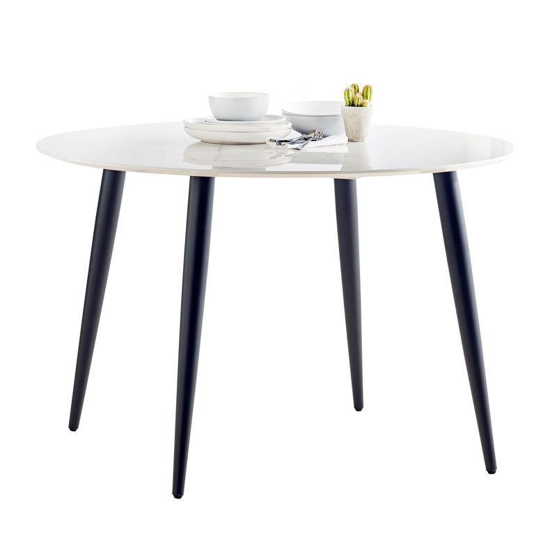 Chantilly Round Metal Base Dining Table, Black