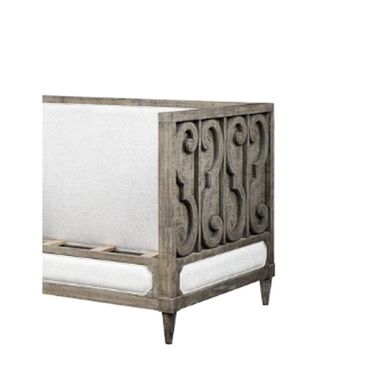 Lit de jour en tissu brun clair (simple) - bois composite, capacité de poids de 330 lb, revêtement élégant, système simple de style simple 13 po, support, moderne