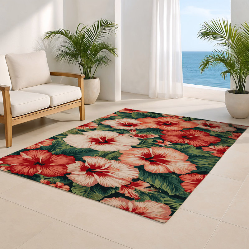 Tapis d'intérieur et d'extérieur brun Botanical, Rectangulaire 2 pi x 3 pi