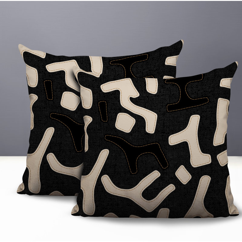 Coussin intérieur / extérieur 2 ensembles Mai, 18 x 18, Noir
