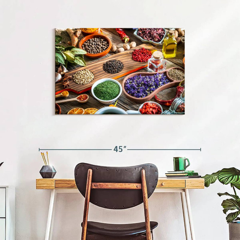 Yarlin Rustic Kitchen Herbs And Spices, 24" H x 36" W