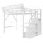 Lit mezzanine double en métal avec escalier et tablettes de rangement, garde-robe pour enfants / adolescents