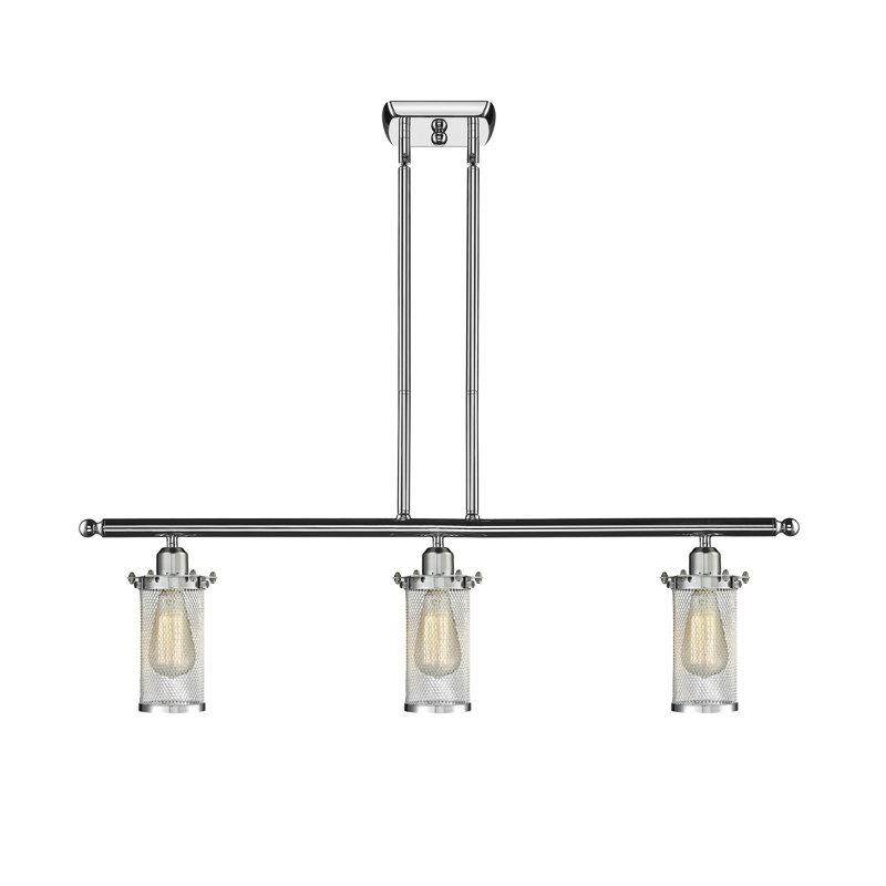Luminaire suspendu linéaire à 3 lumières pour îlot de cuisine Calixta, Noir mat, Noir mat, DEL