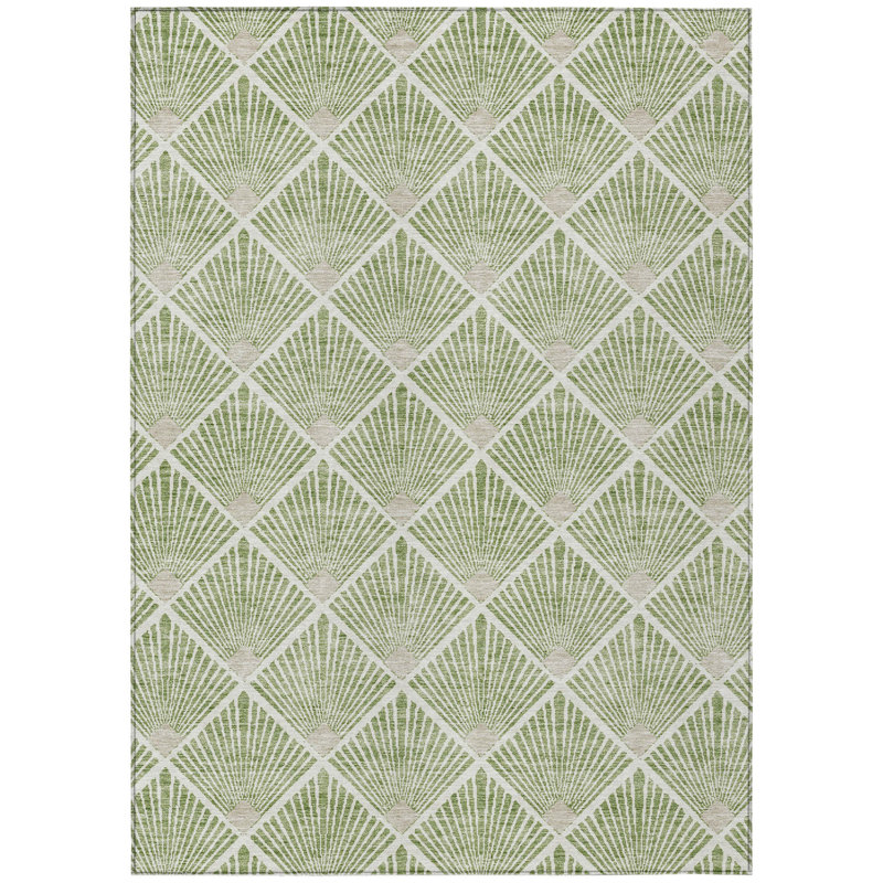 Tapis intérieur / extérieur géométrique lavable beige et ivoire 5 pi x 8 pi