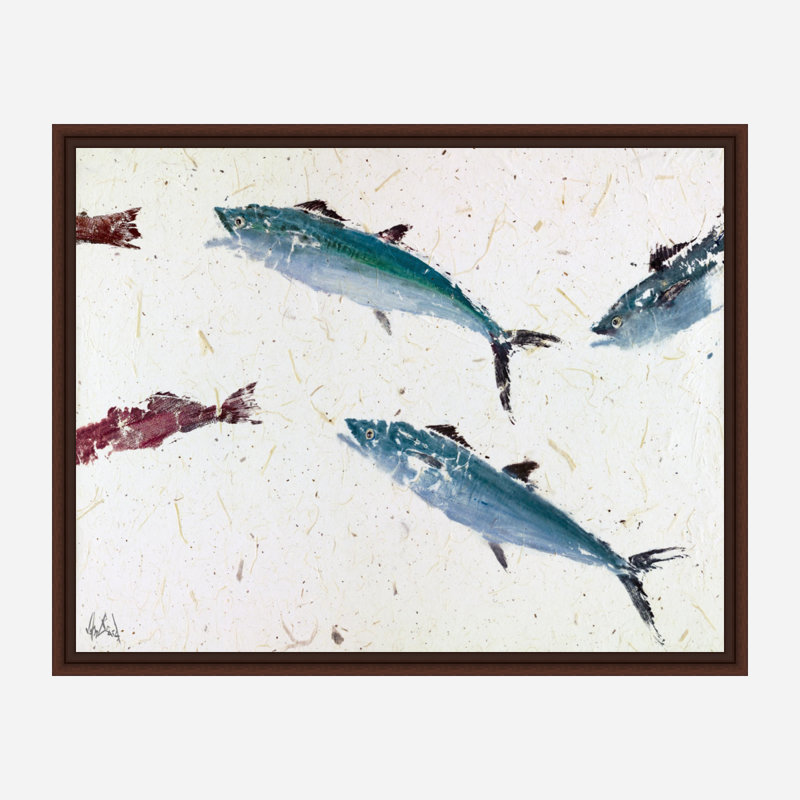 «Mackeral» par John Beard - reproduction d'art sur toile tendue avec châssis, H 22 po x l 26 po x P 2 po, Cadre flottant brun