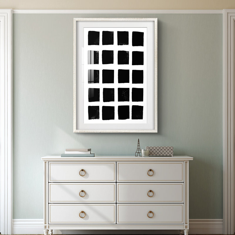 Carré - imprimé encadré, Blanc, H 25,5 po x l 17,5 po