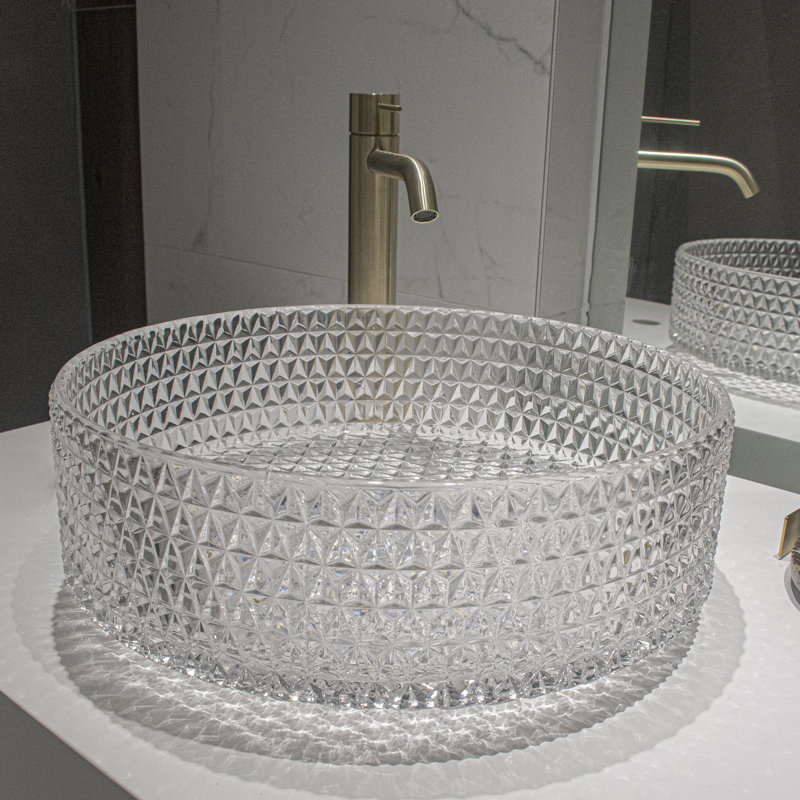 Lavabo de salle de bain vasque circulaire en cristal transparent
