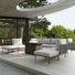 Ensemble de meubles de patio en aluminium 9 pièces Ebern Designs, canapé modulaire moderne avec table de foyer et coussin épais