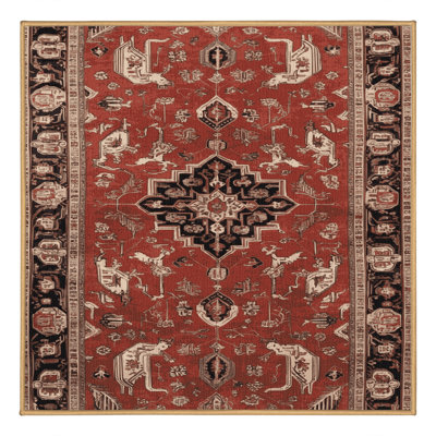 Machine Washable Persian Brown Area Rug