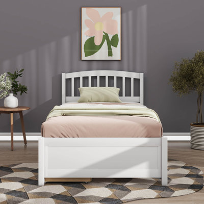 Tête de lit simple à deux tiroirs avec cadre de rangement en bois