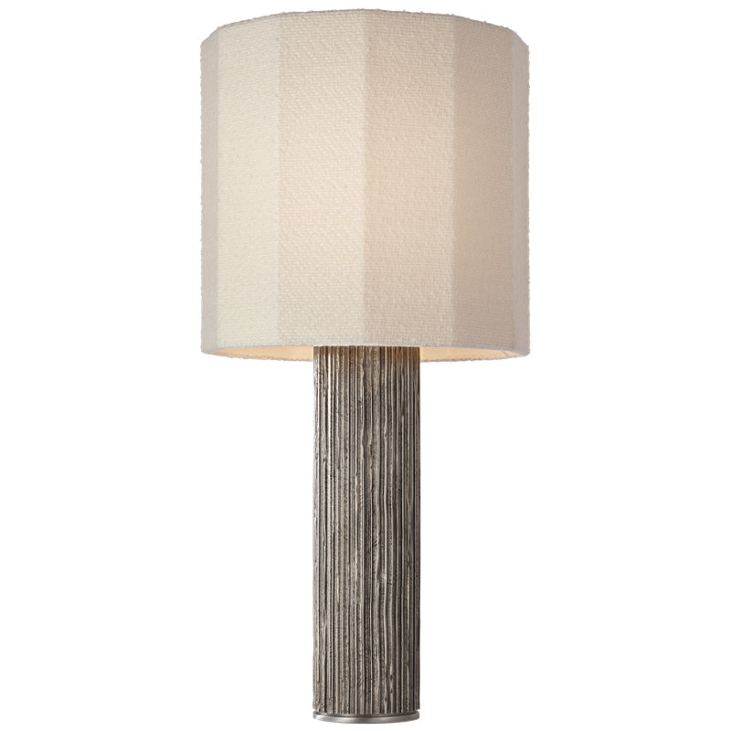Anne-Marie Barton Fumar Table Lamp with Bouclé Shade, Gray, 29" H x 13.5" W x 13.5" D