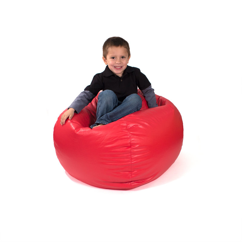 Fauteuil à billes classique Trule, Très très grand, Vinyle d'apparence cuir rouge