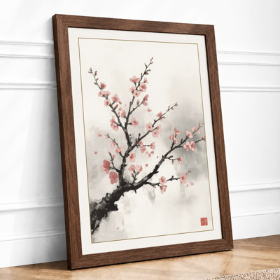 Spring Blossom Branch Japandi - Framed Print