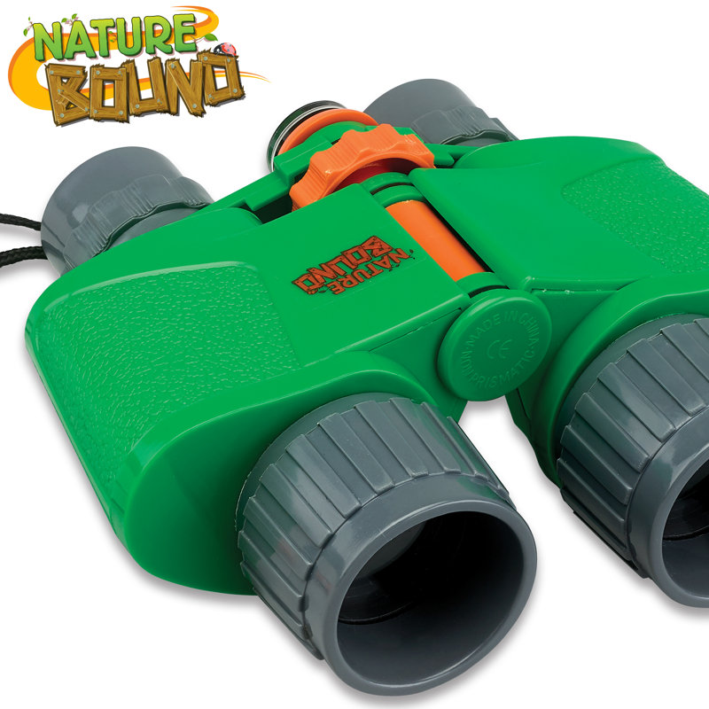 Nature Bound: Jumelles avec boussole intégrée - Vert - Outil d’exploration pour l’extérieur, résolution 6 x 35, puissance de grossissement 6 x, sangle de sécurité, jouets pour enfants 3+