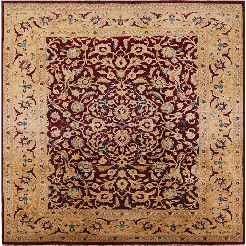 Tapis oriental rouge / brun clair, Carré 6 pi