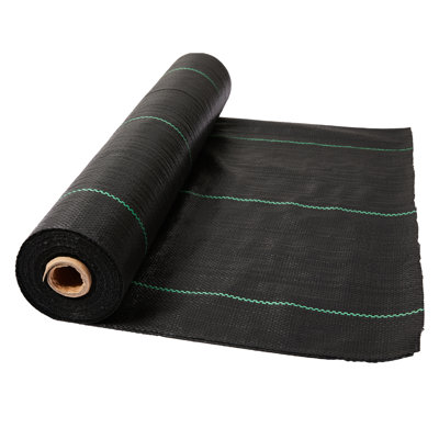 Toile de paillis 4 pi x 100 pi, 3,2 oz, tissée pour le contrôle des mauvaises herbes